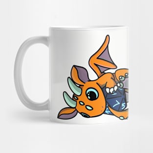 Cute Orange and Blue Dice Goblin Dragon Baby Mug